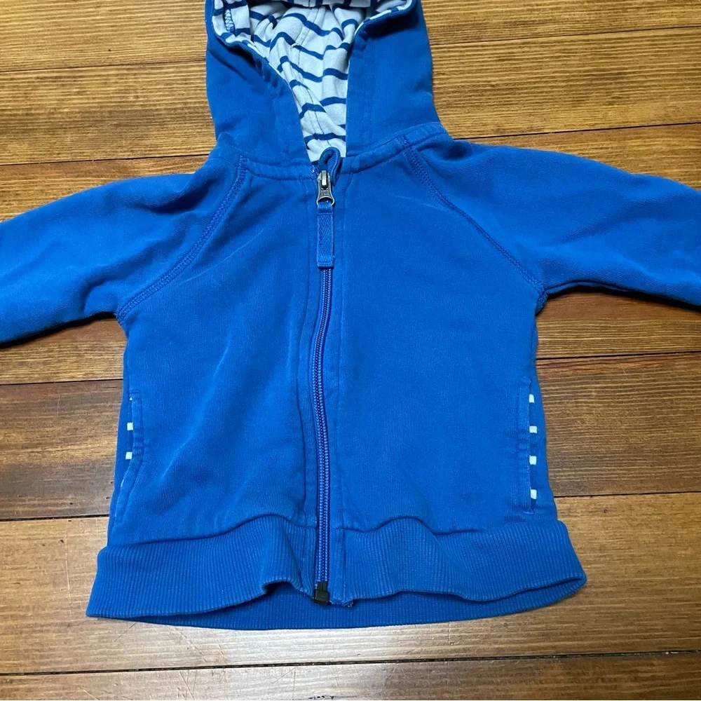 Hanna Andersson Blue Striped Tops & Blue Zip Hoodie Set Size 12-18 Months
